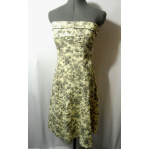 JUST CHOON Rockabilly Dress 3/4 Beige Black Floral
